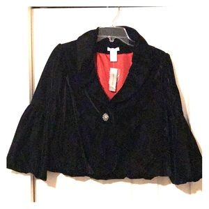 NWT Fancy faux crushed velvet look cropped jacket